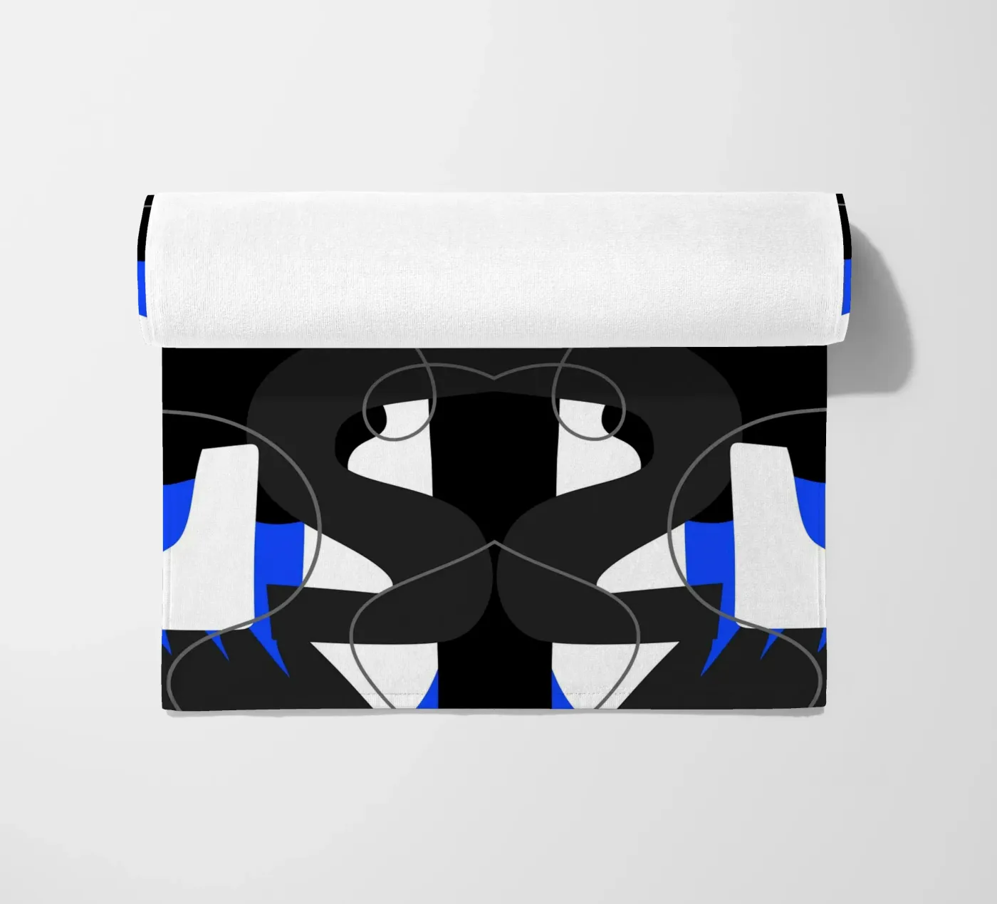 Blue and black symmetry Strandtuch von Little Dean