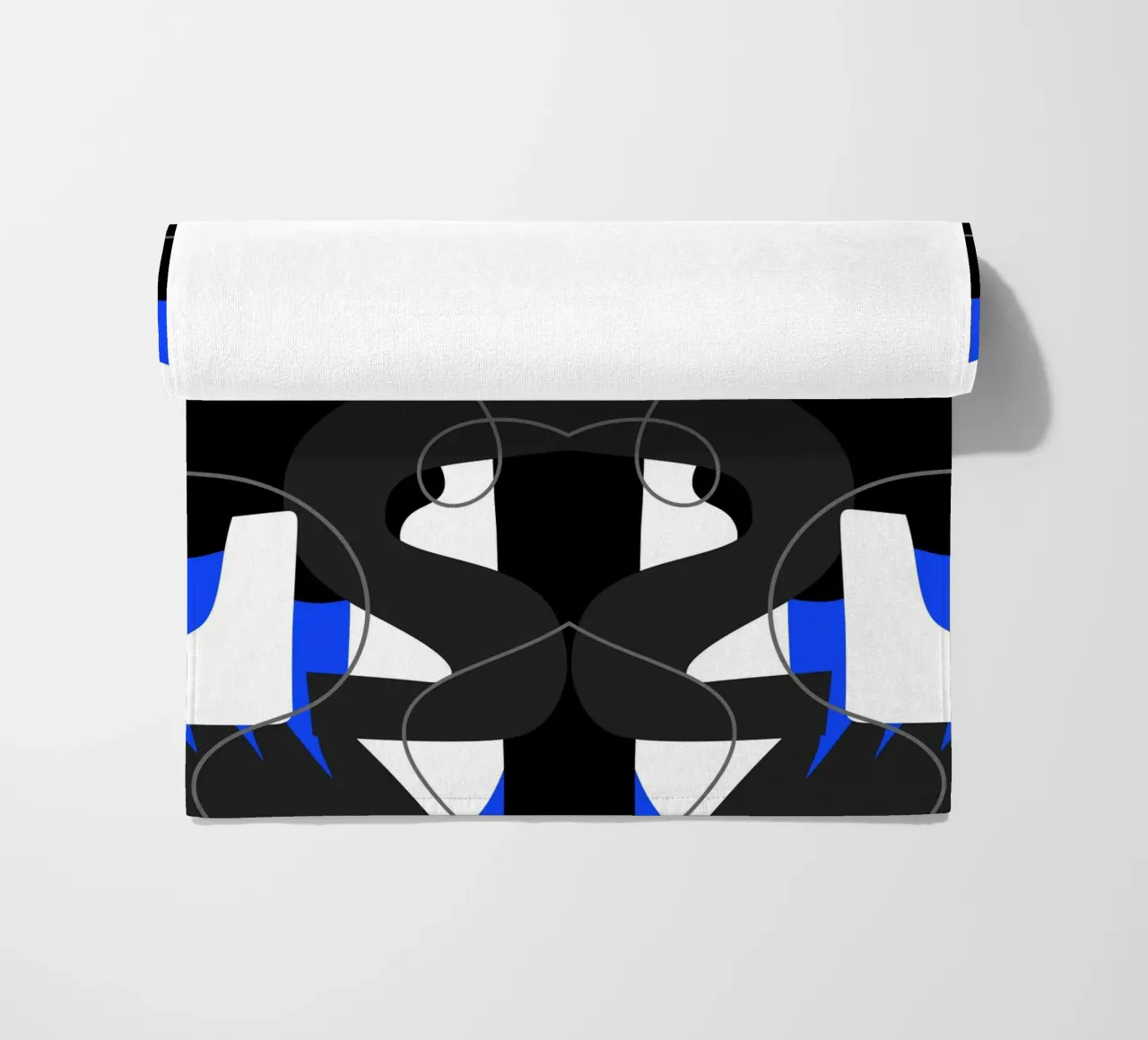 Blauwe en zwarte symmetrie strandhanddoek van Little Dean