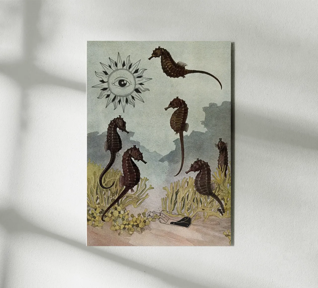 Seepferdchen & der sechste Sinn | Press Play Kunstdruck Collage Alu-Dibond von Press Play Art Prints