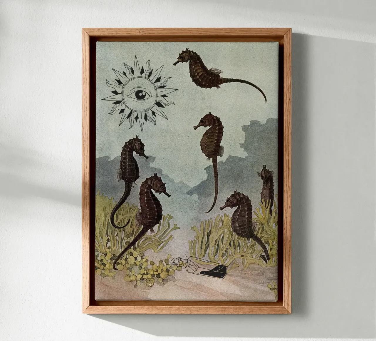 Zeepaardjes & het Zesde Zintuig | Press Play Kunstdruk Collage canvas met Baklijst van Press Play Art Prints