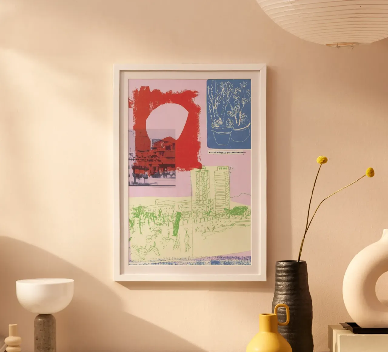 Barcelona Collage poster with plastic frame by Stars Above Us