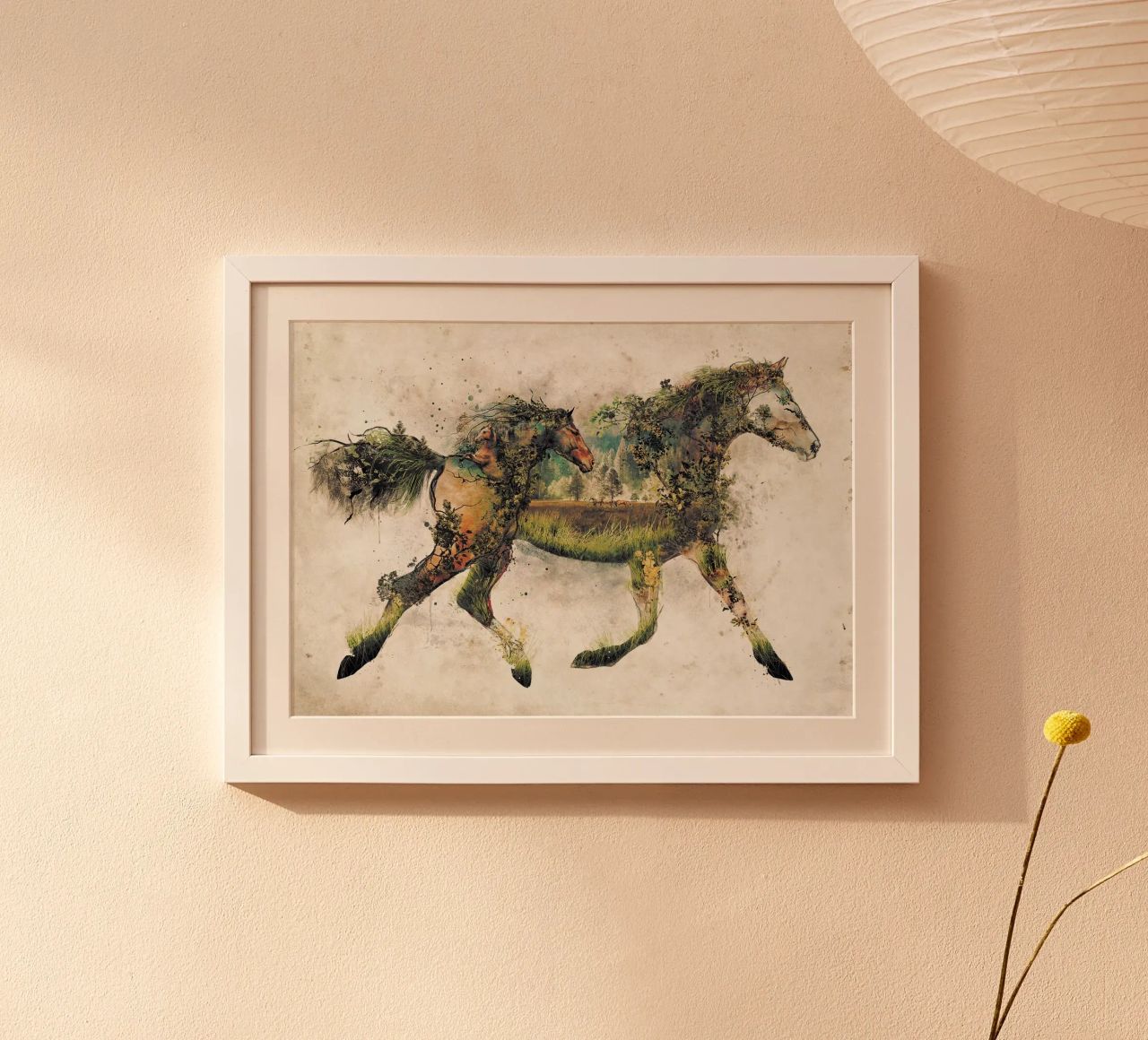 horse nature foliage wildlife running countryside poster by Minimalist Shop