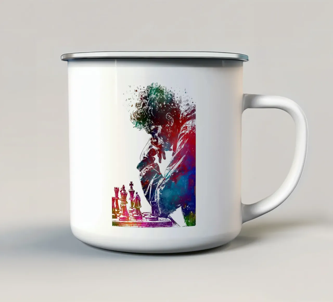Giocatore di scacchi sport art white tazza in smalto da SPORT