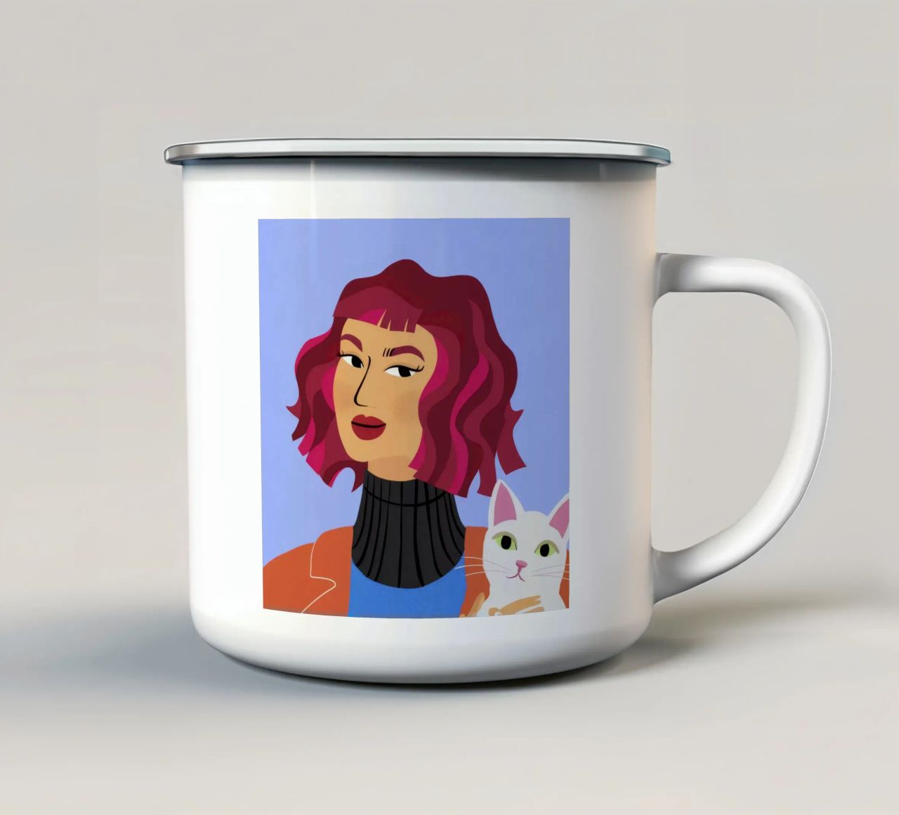 Sguardo fucsia Felino tazza in smalto da Lumi Eyes
