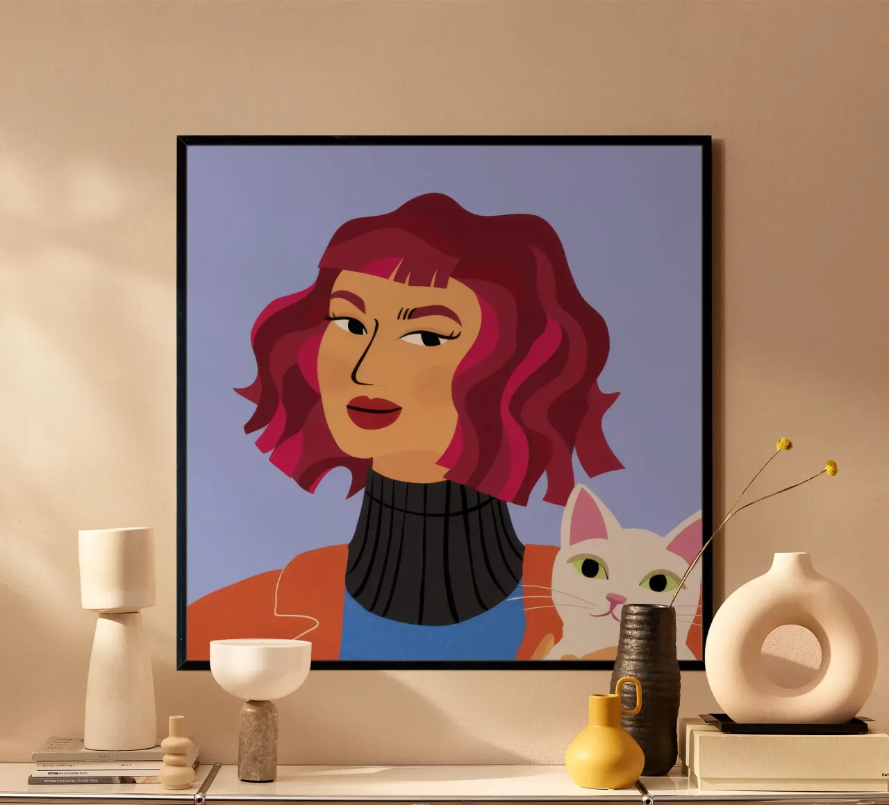 Sguardo fucsia Felino poster con telaio in plastica da Lumi Eyes