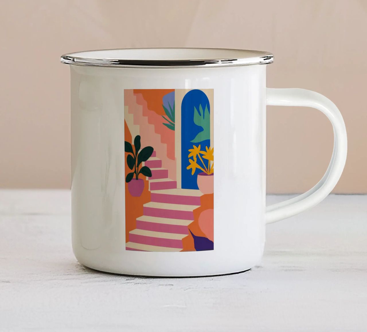 Arco delle scale in fiore tazza in smalto da Lumi Eyes