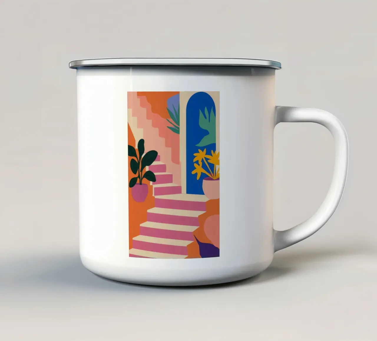 Stairway Arch Bloom enamel mug by Lumi Eyes