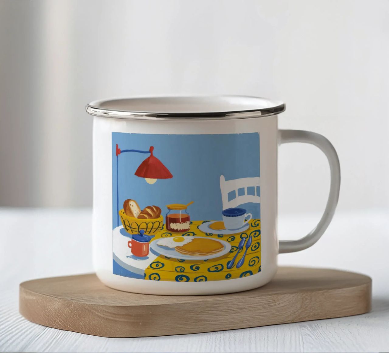 Mattinata dedicata ai pancake tazza in smalto da Lumi Eyes