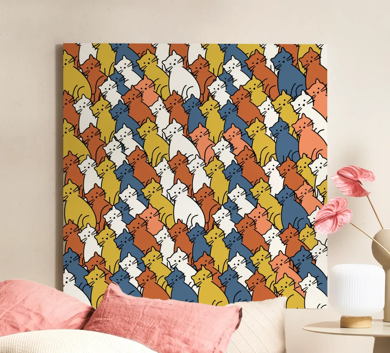 Curious Cats Colorful tela con Cornice a cassetta da Dharma