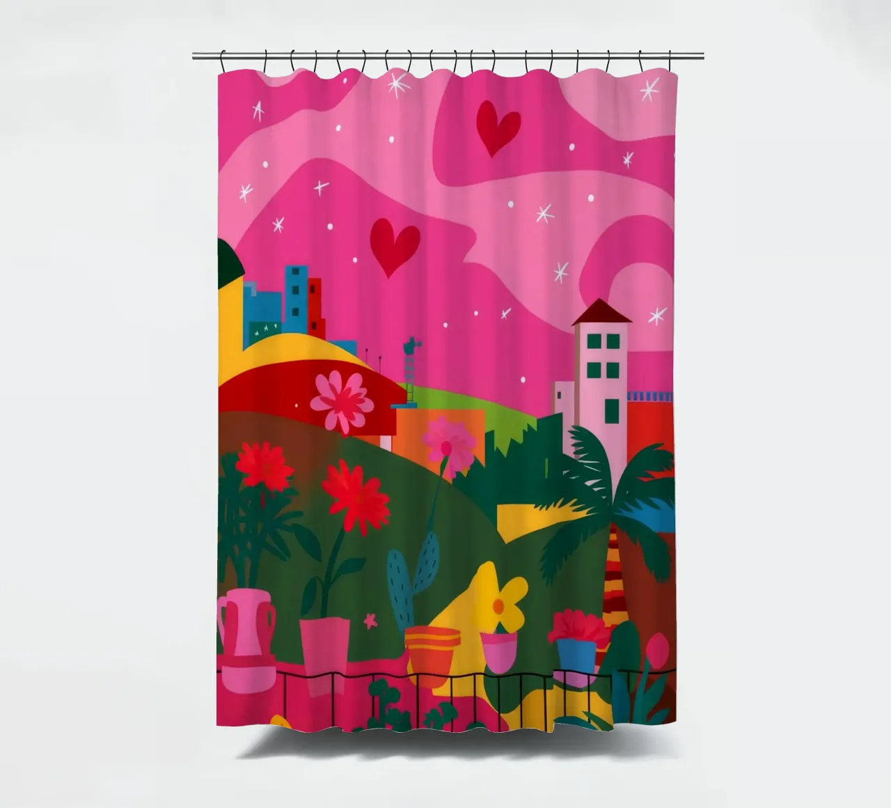 Candy Hill Dreamscape shower curtain by Lumi Eyes
