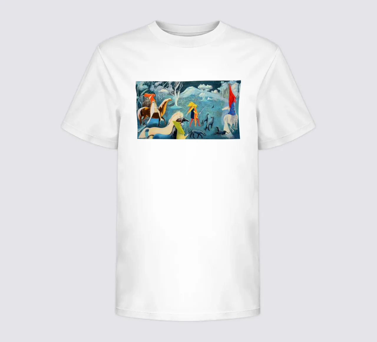 Leonora Carrington Figuras Fantásticas a Caballo kids t-shirt by Kunze Gallery