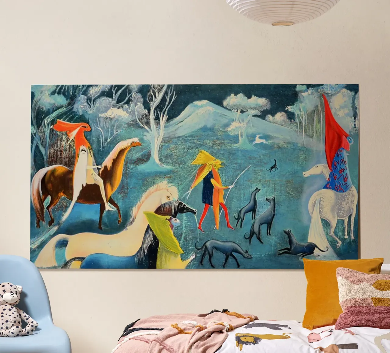 Leonora Carrington Figuras Fantásticas a Caballo carta hahnemühle da Kunze Gallery