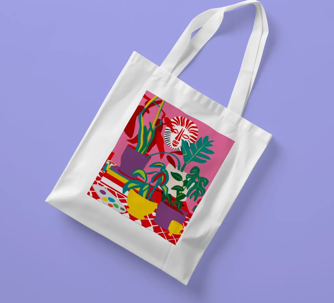 Stripe Pot Verdure tote bag by Lumi Eyes