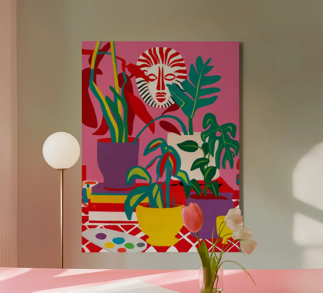 Stripe Pot Verdure canvas by Lumi Eyes
