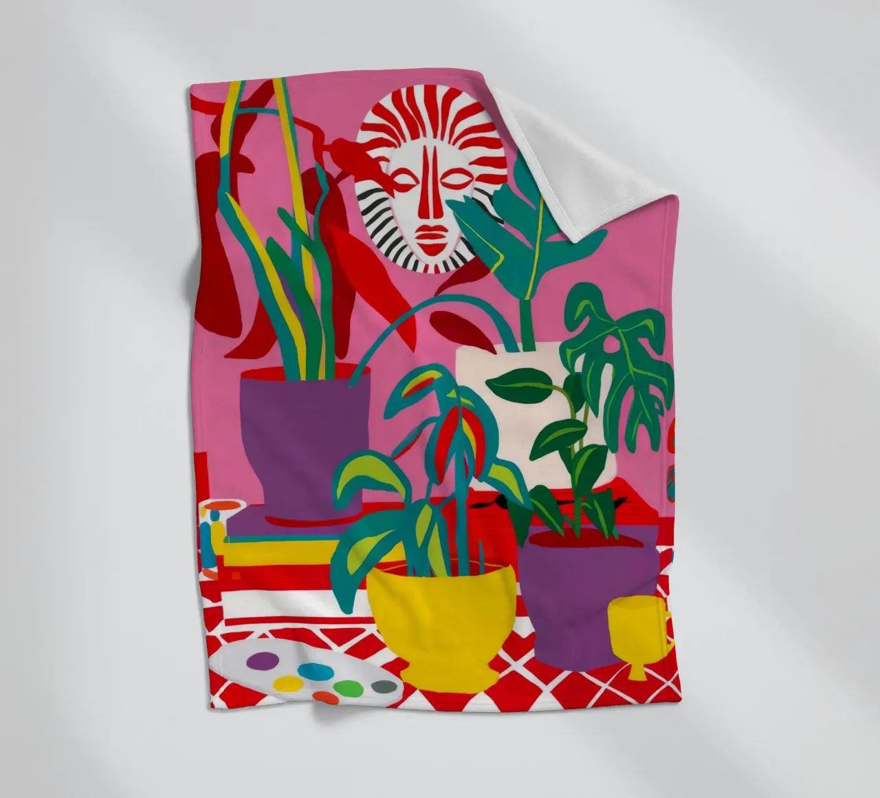 Stripe Pot Verdure fleece blanket by Lumi Eyes
