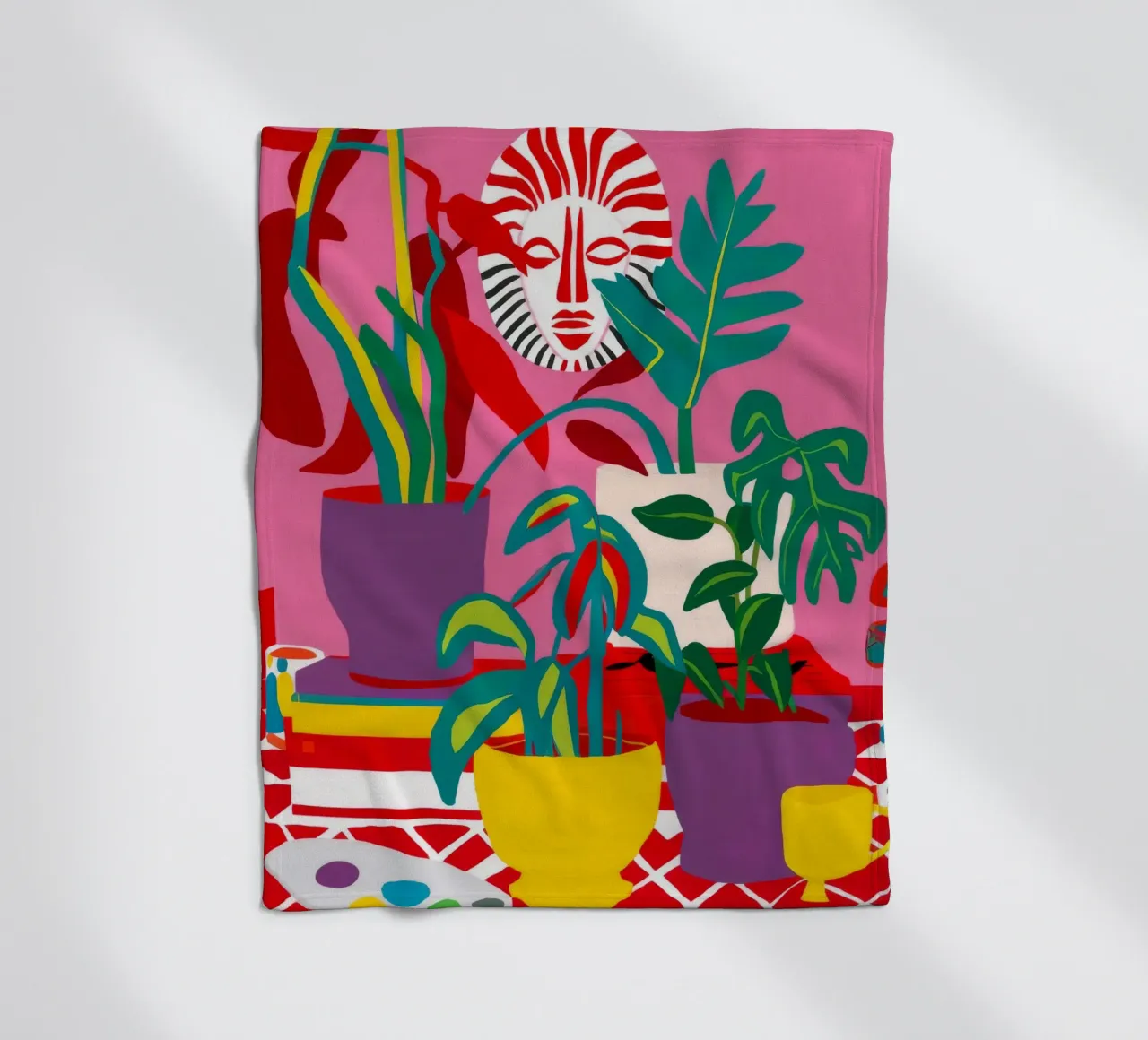 Stripe Pot Verdure fleece blanket by Lumi Eyes