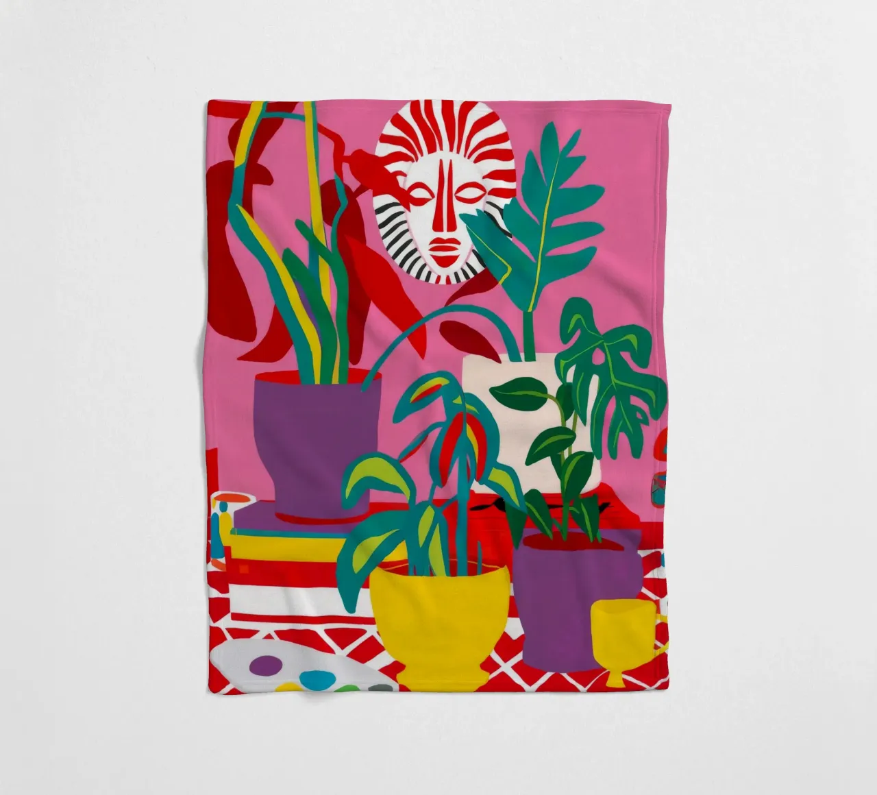 Stripe Pot Verdure fleece blanket by Lumi Eyes