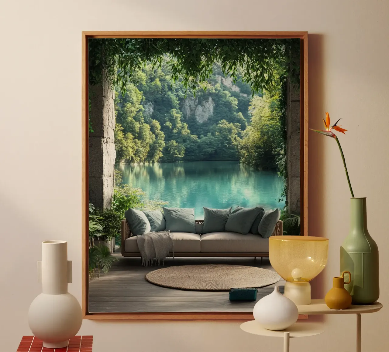 Verde lussureggiante tela con Cornice a cassetta da PhotoVibe Decor
