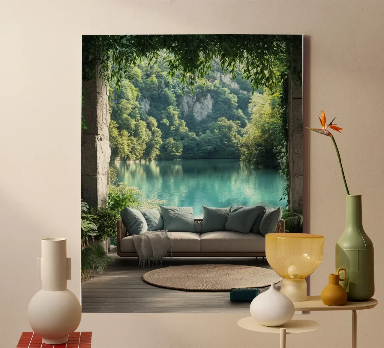 Verde lussureggiante tela con Cornice a cassetta da PhotoVibe Decor
