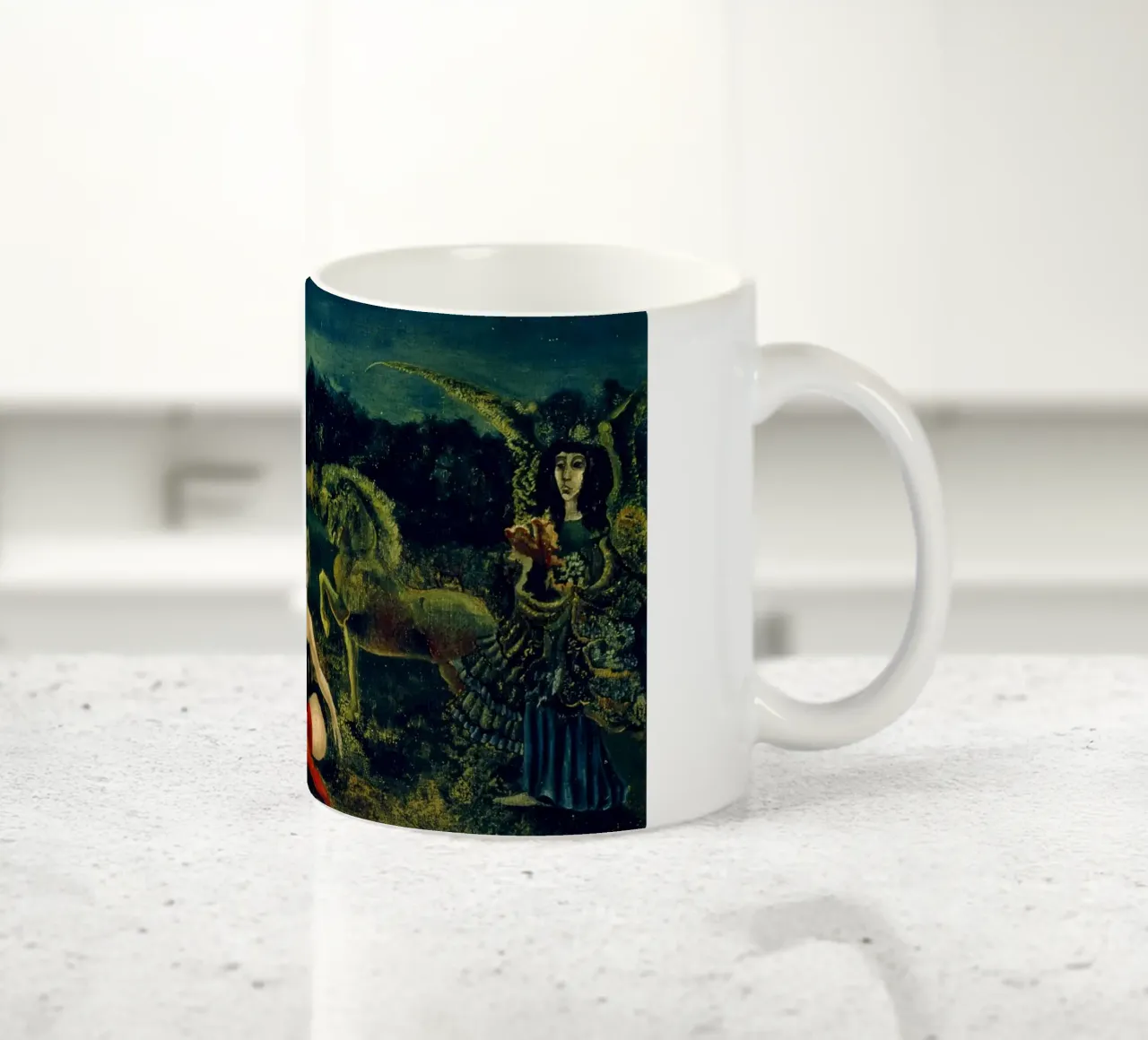Leonora Carrington Down Below tazza in ceramica da Kunze Gallery