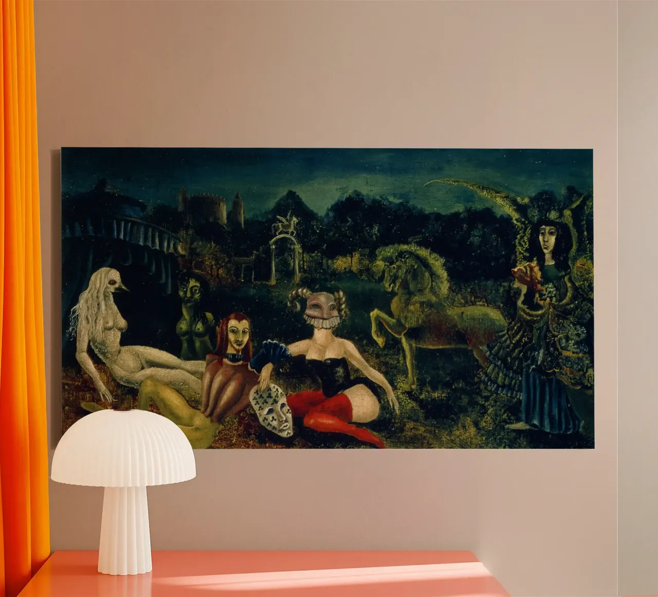 Leonora Carrington Down Below tela da Kunze Gallery