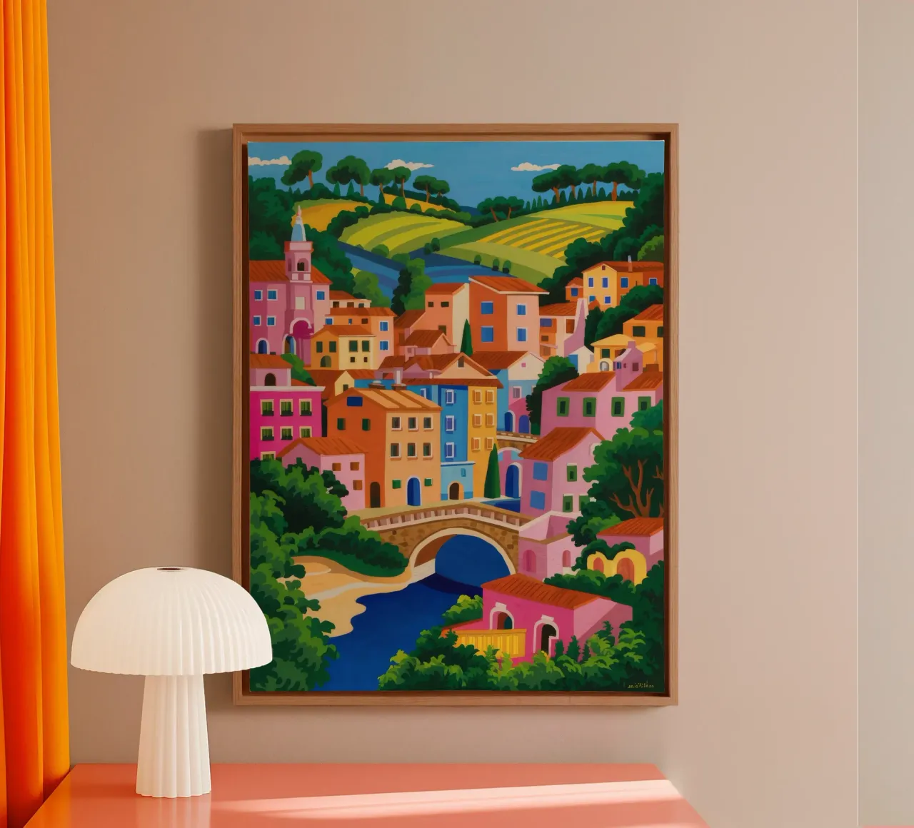 Fascino del villaggio costiero tela con Cornice a cassetta da Paez Harmony