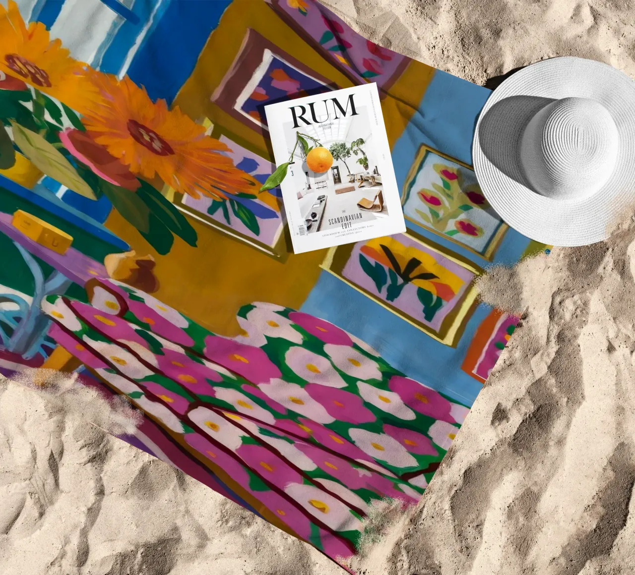 Azure Bloom Room beach towel by Lumi Eyes
