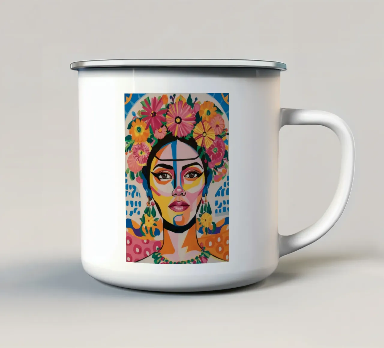 Corona floreale di Frida tazza in smalto da Paez Harmony