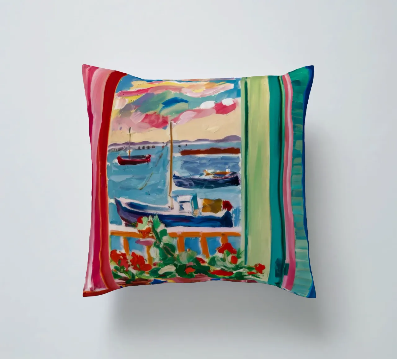 Shutter Harbor Bloom decorative cushion by Lumi Eyes