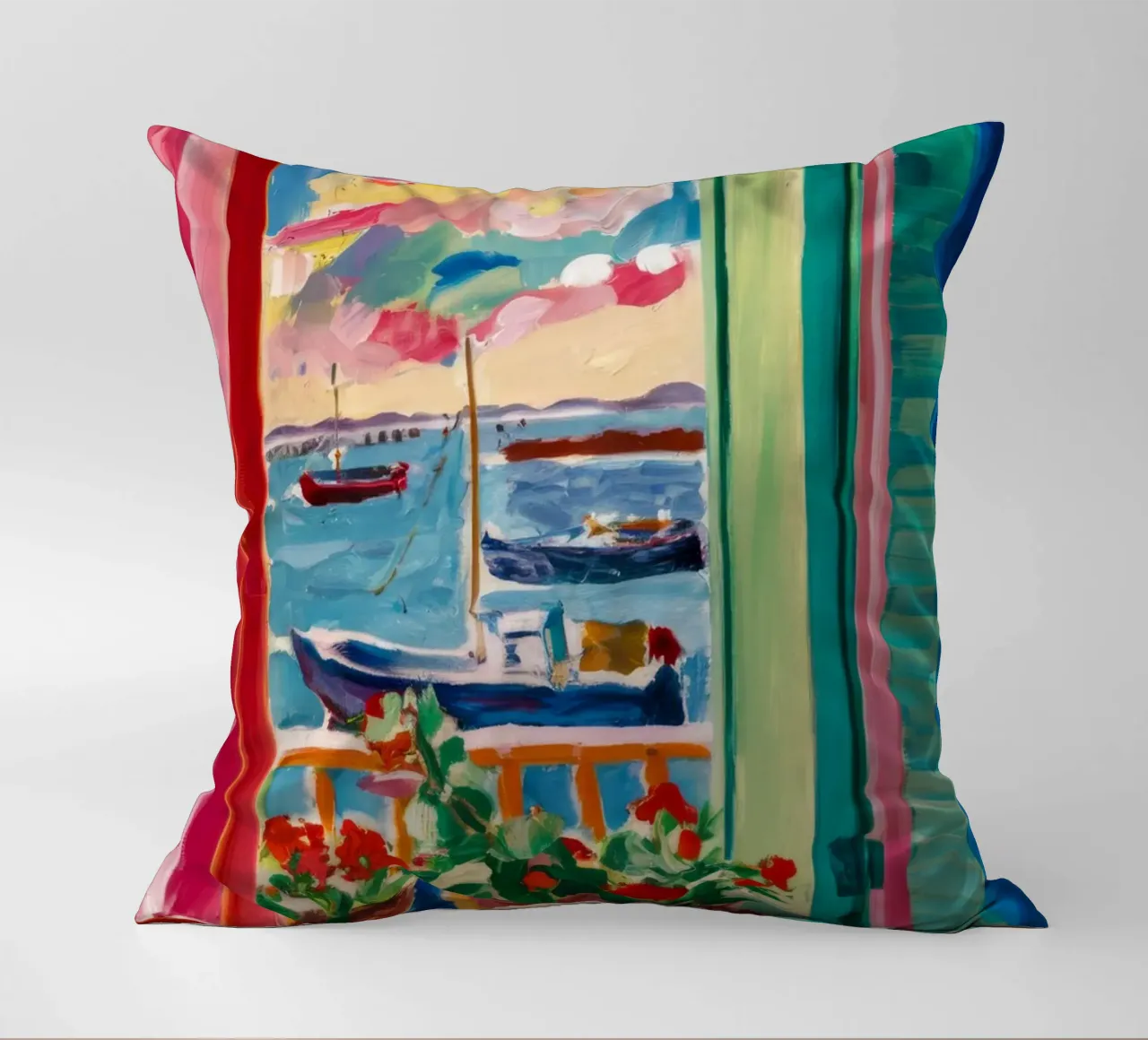Shutter Harbor Bloom decorative cushion by Lumi Eyes