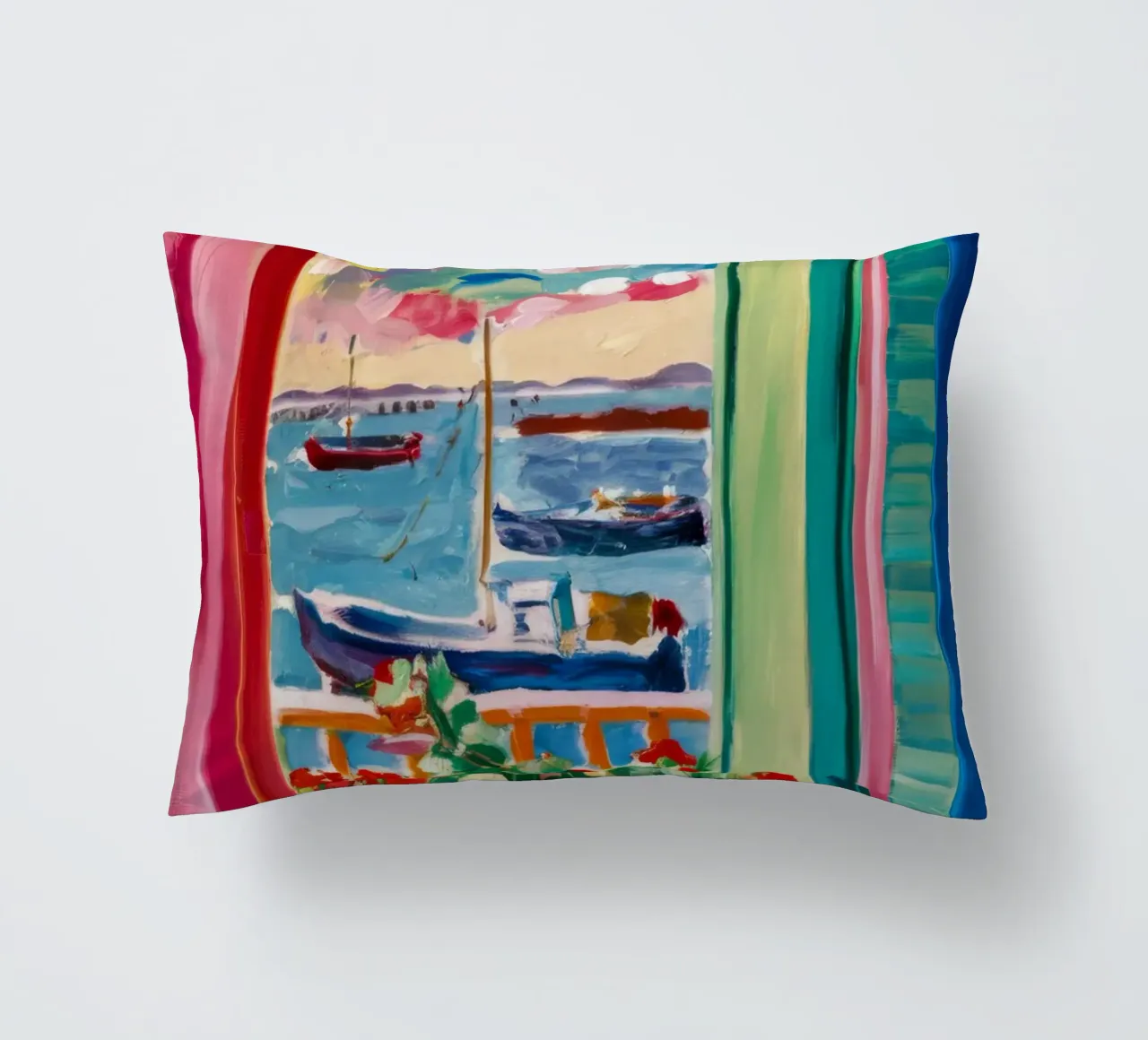 Shutter Harbor Bloom decorative cushion by Lumi Eyes
