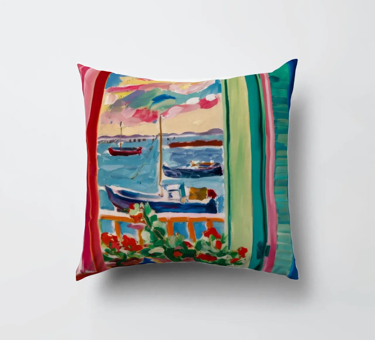 Shutter Harbor Bloom decorative cushion by Lumi Eyes