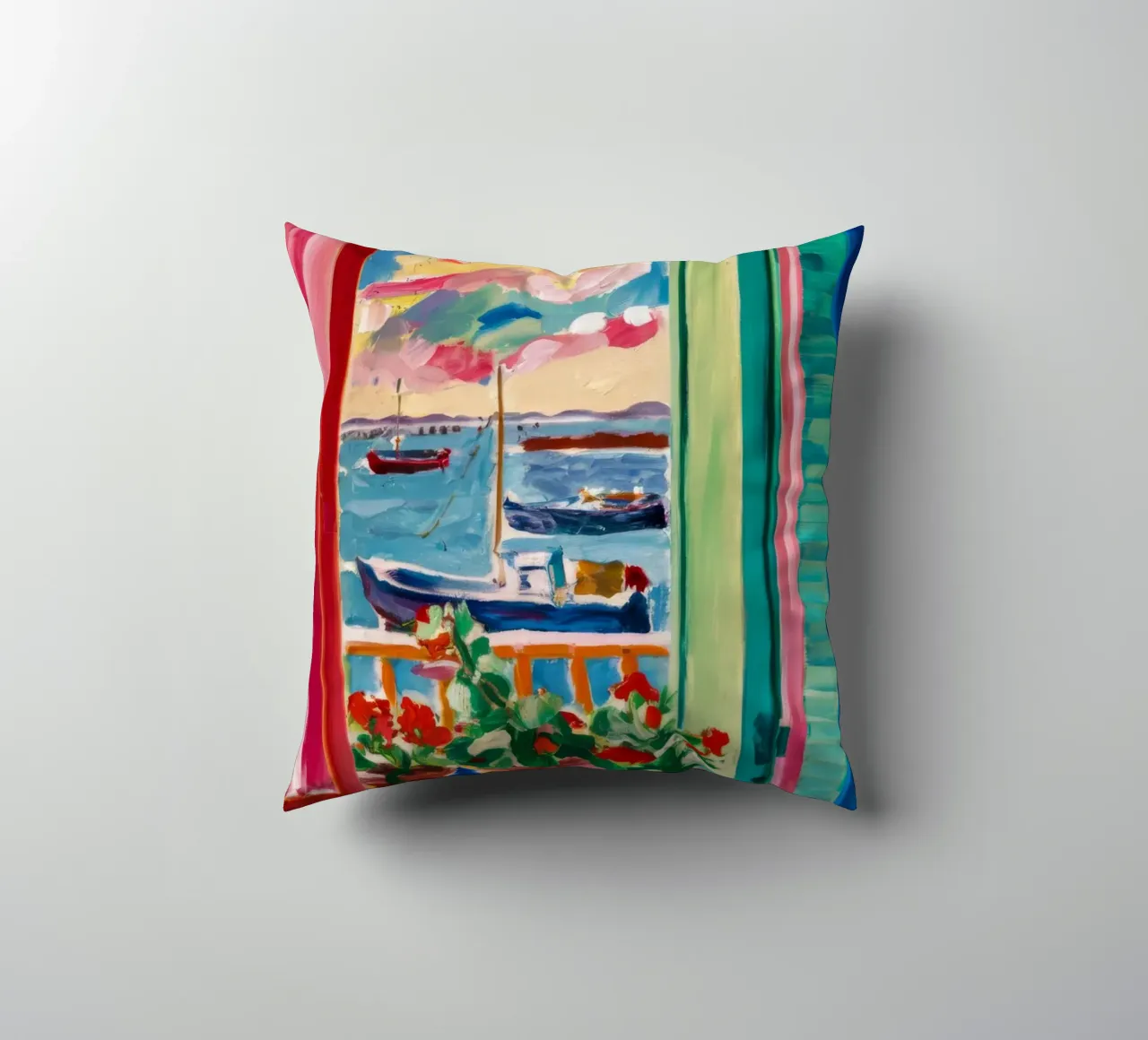 Shutter Harbor Bloom decorative cushion by Lumi Eyes