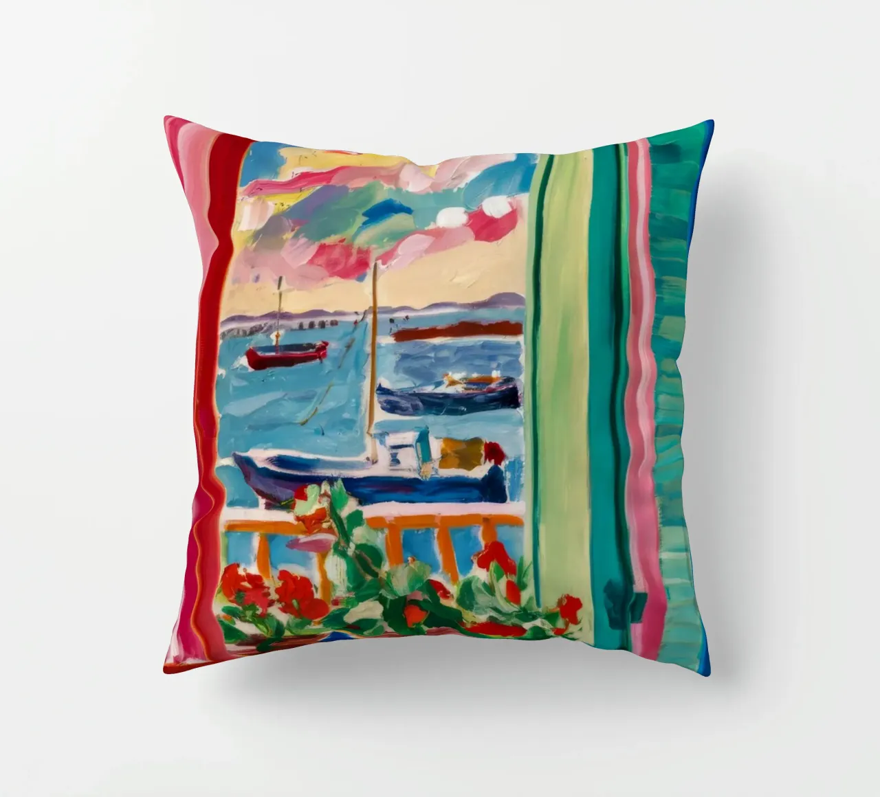 Shutter Harbor Bloom decorative cushion by Lumi Eyes