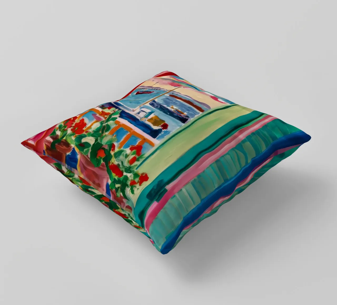 Shutter Harbor Bloom decorative cushion by Lumi Eyes