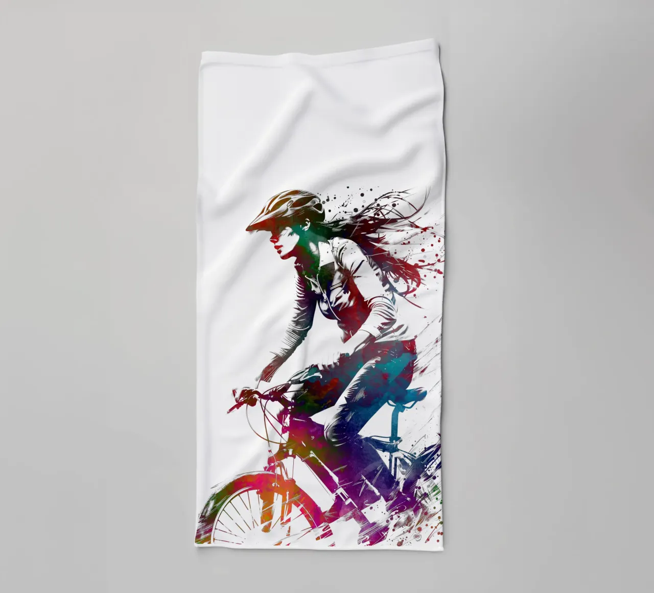 Bike girl sport art white towel by SPORT