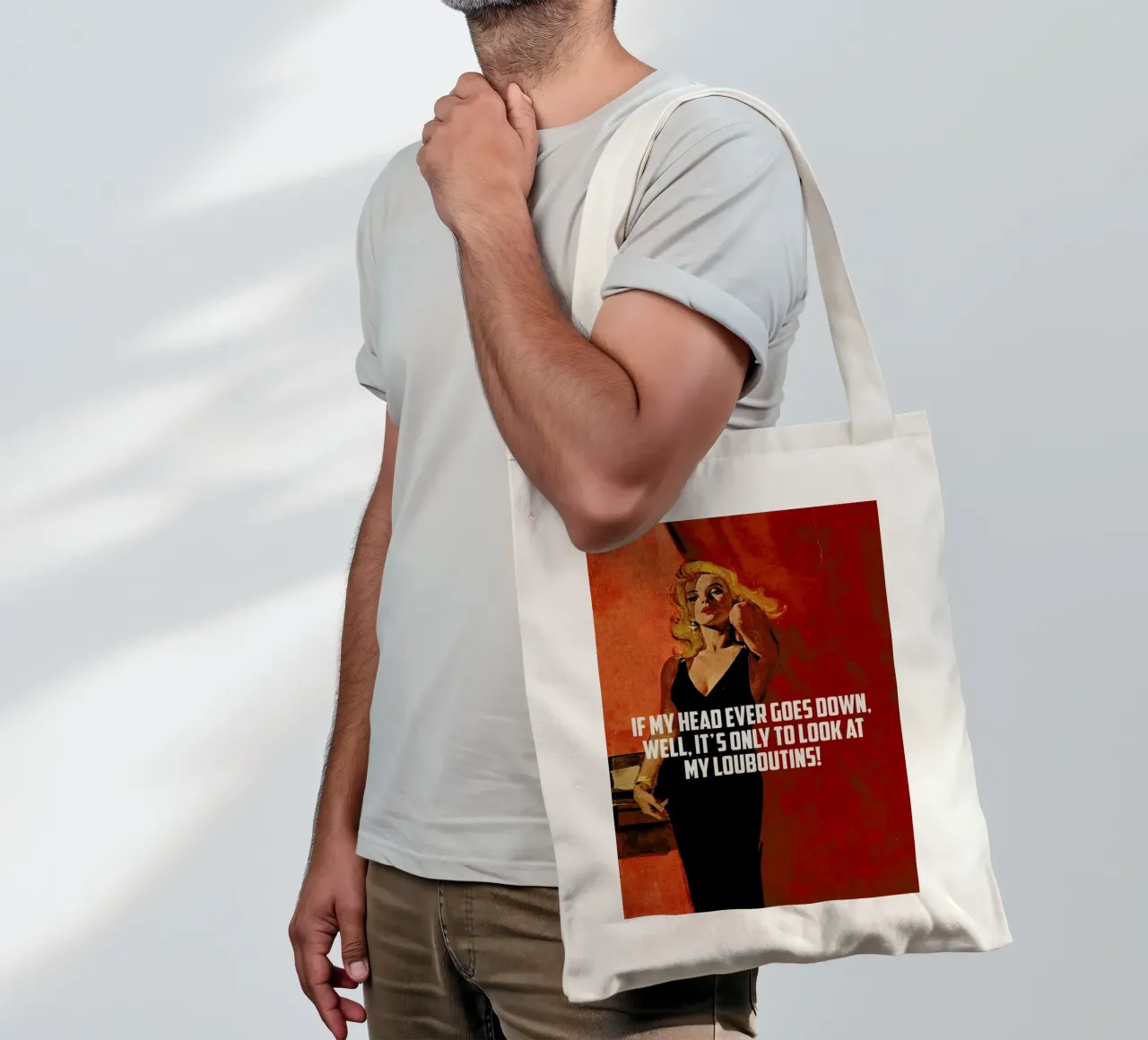 If My Head Ever Goes Down borsa in juta da Gallery Print and Art Limited