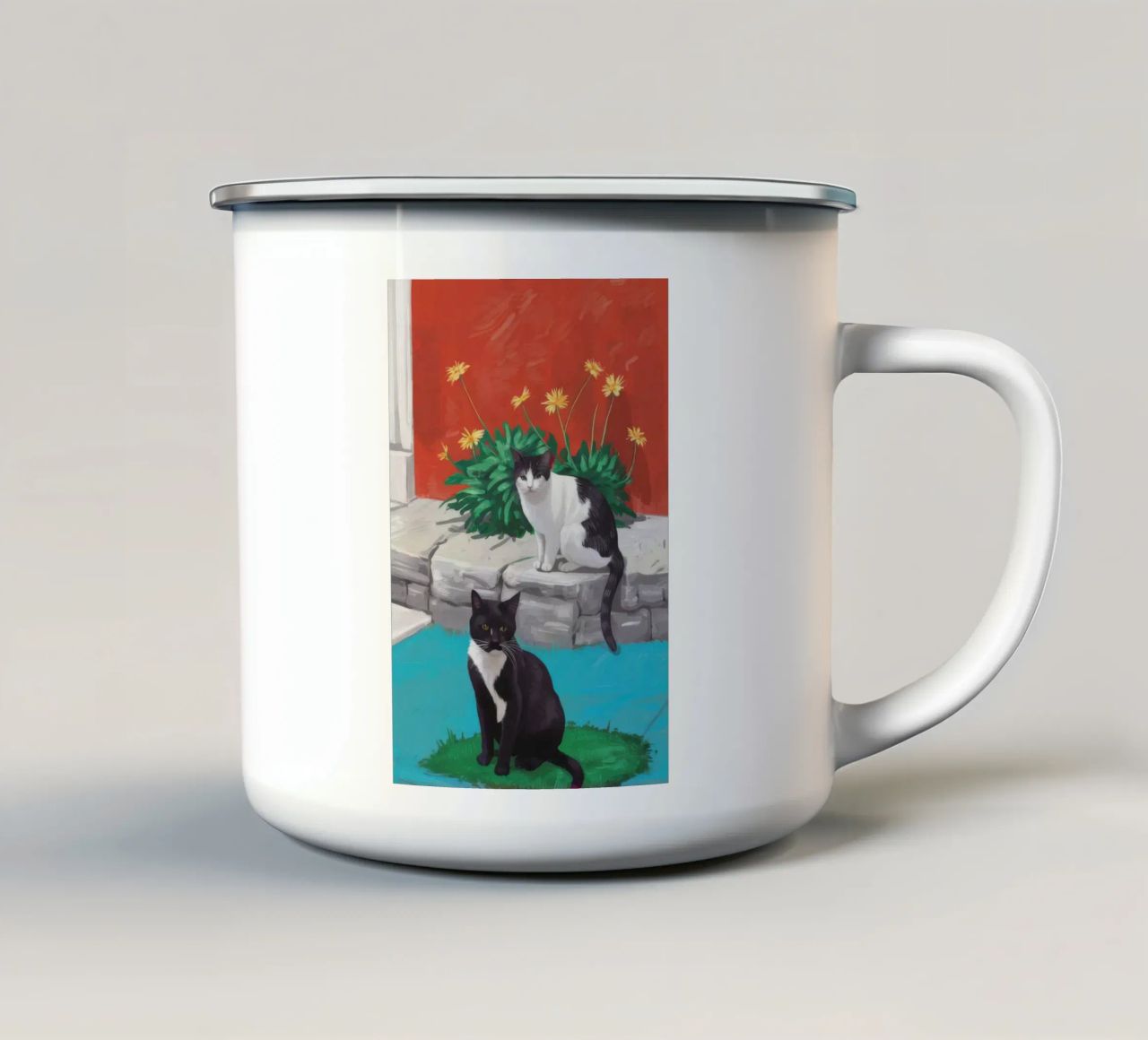 Tuxedo Bloom Perch tazza in smalto da Lumi Eyes