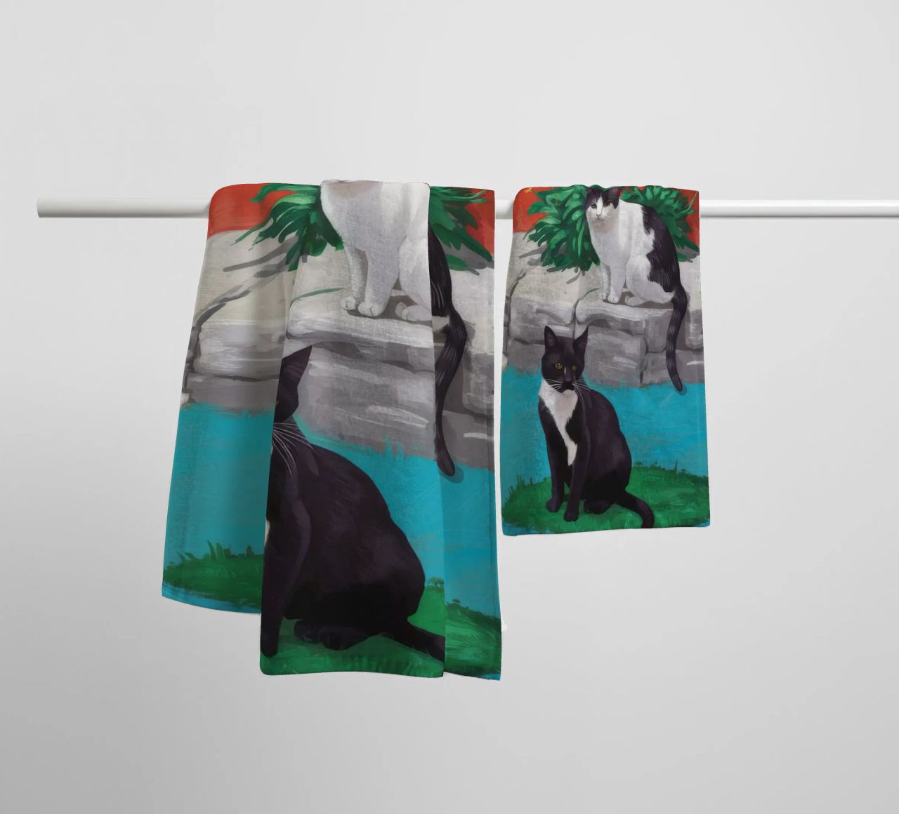 Tuxedo Bloom Perch asciugamano da bagno da Lumi Eyes