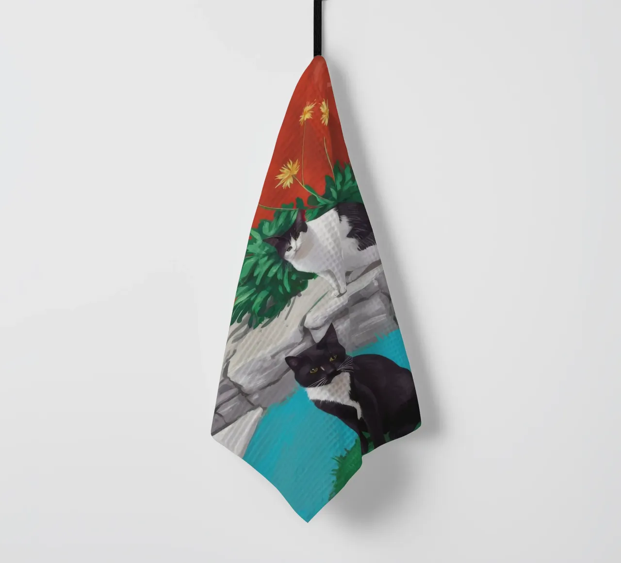 Tuxedo Bloom Perch canovaccio da cucina da Lumi Eyes