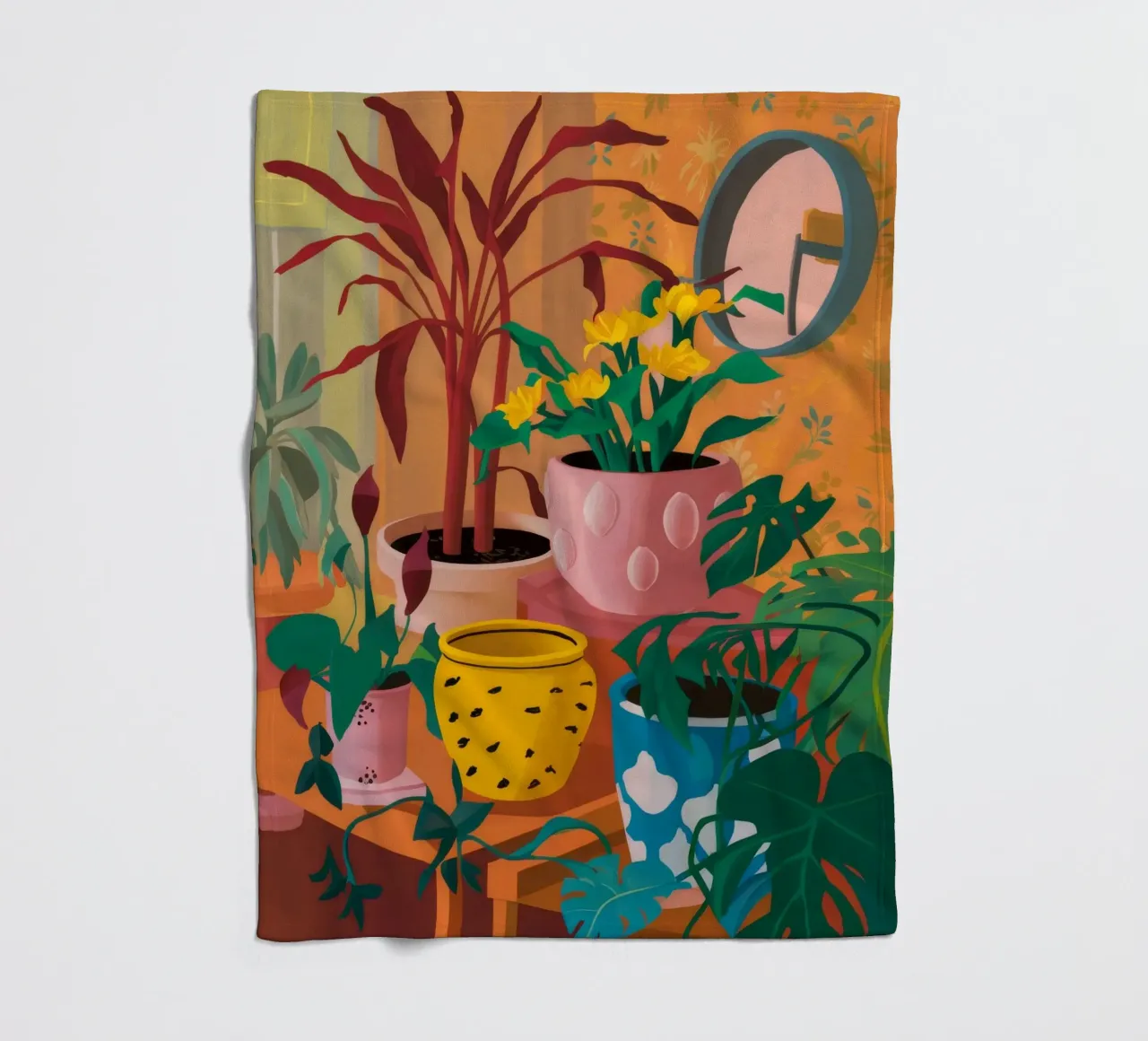Sunset Plant Sill fleece blanket by Paez Harmony