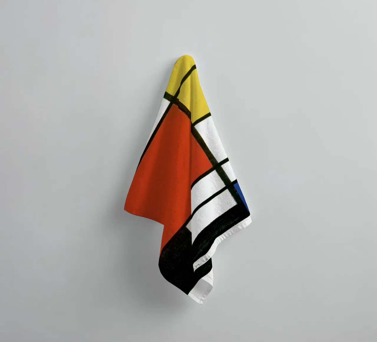 Composition avec du rouge, du jaune, du bleu et du noir de Piet Mondri serviette de bain de Venus Art
