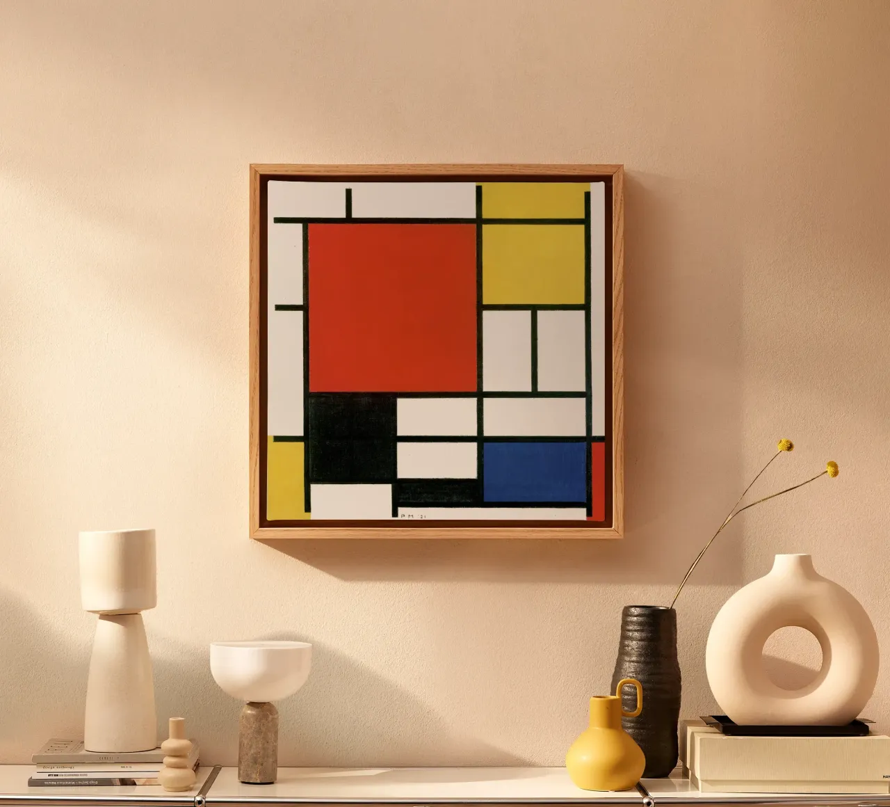 Compositie met rood, geel, blauw en zwart van Piet Mondri canvas van Venus Art