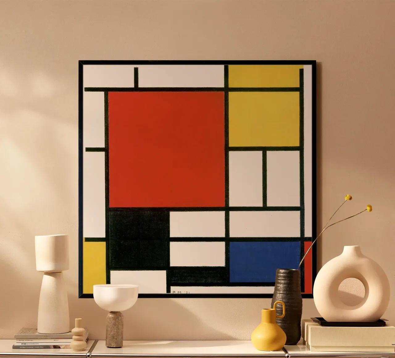 Composition with Red, Yellow, Blue, and Black by Piet Mondri hahnemühle by Venus Art