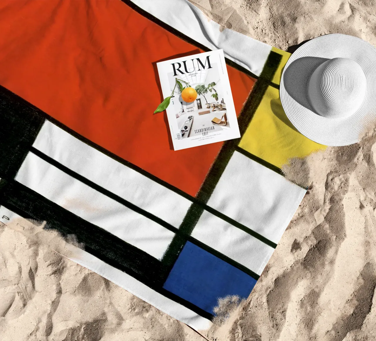 Composizione con rosso, giallo, blu e nero di Piet Mondri telo mare da Venus Art