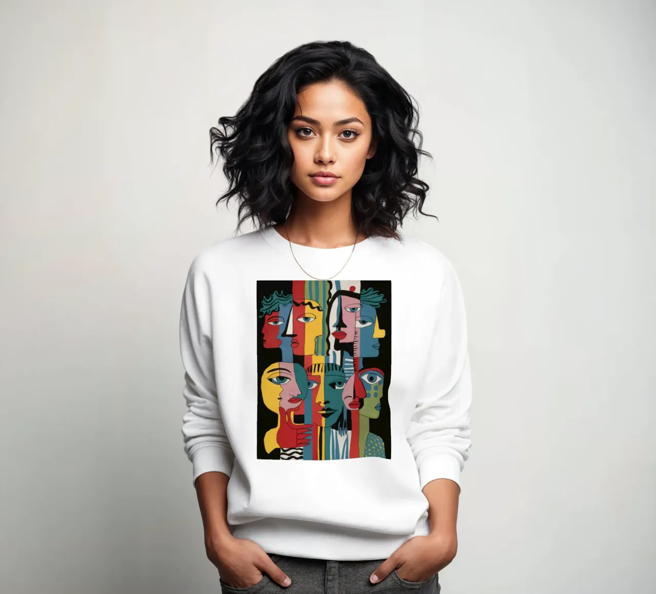Cubist Face Set sweatshirt by Lumi Eyes