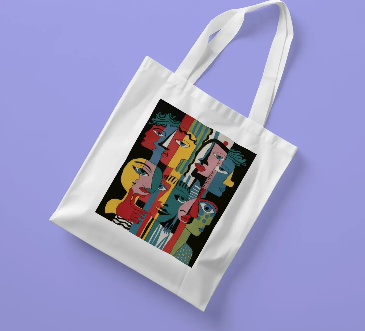 Set di volti cubisti borsa in juta da Lumi Eyes