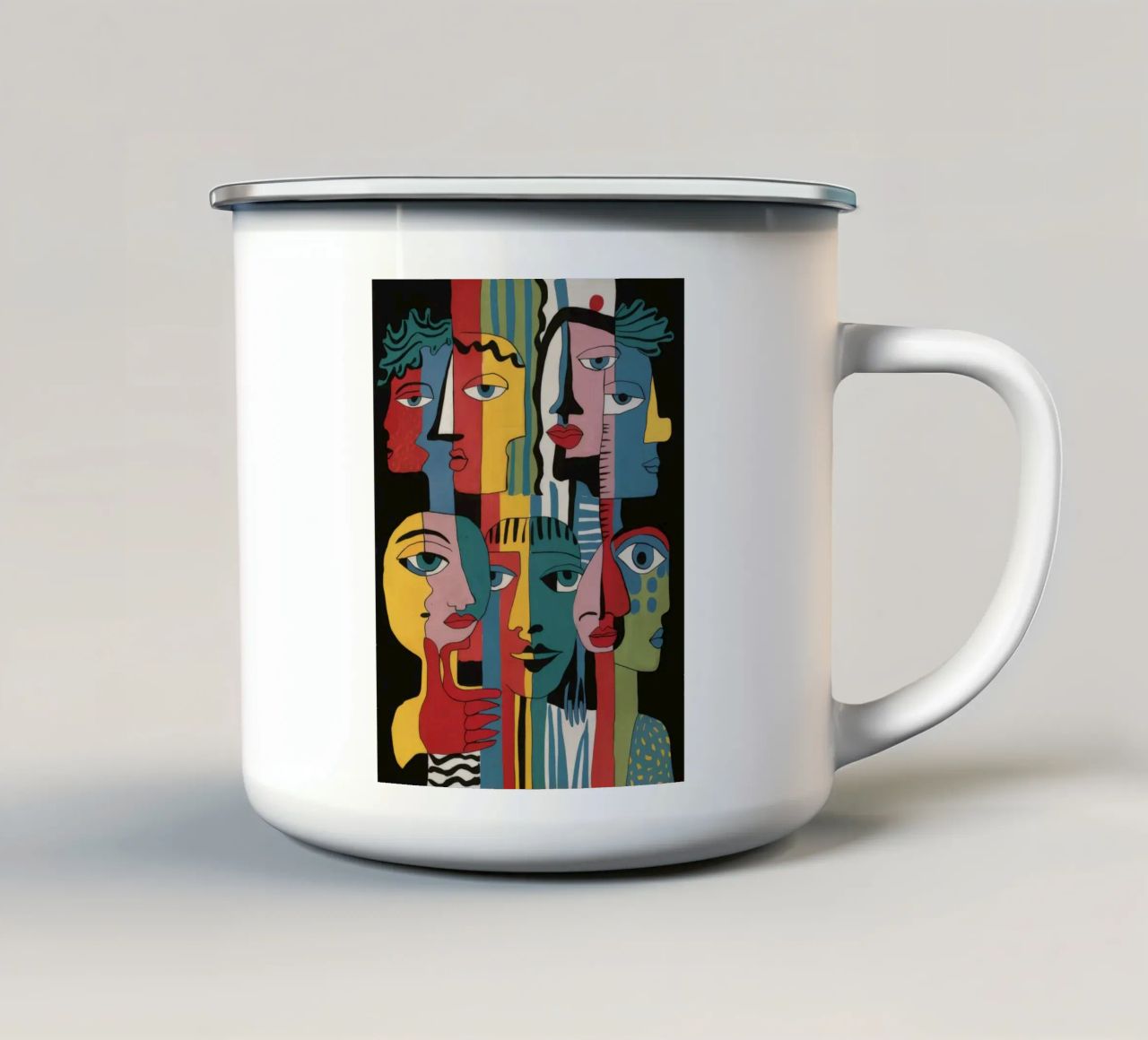 Set di volti cubisti tazza in smalto da Lumi Eyes