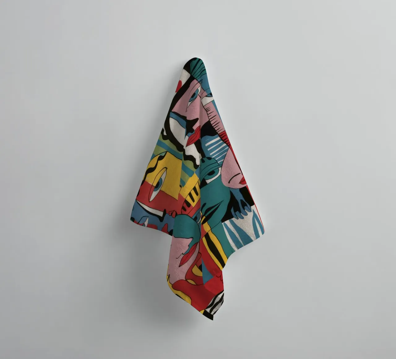 Cubist Face Set towel by Lumi Eyes