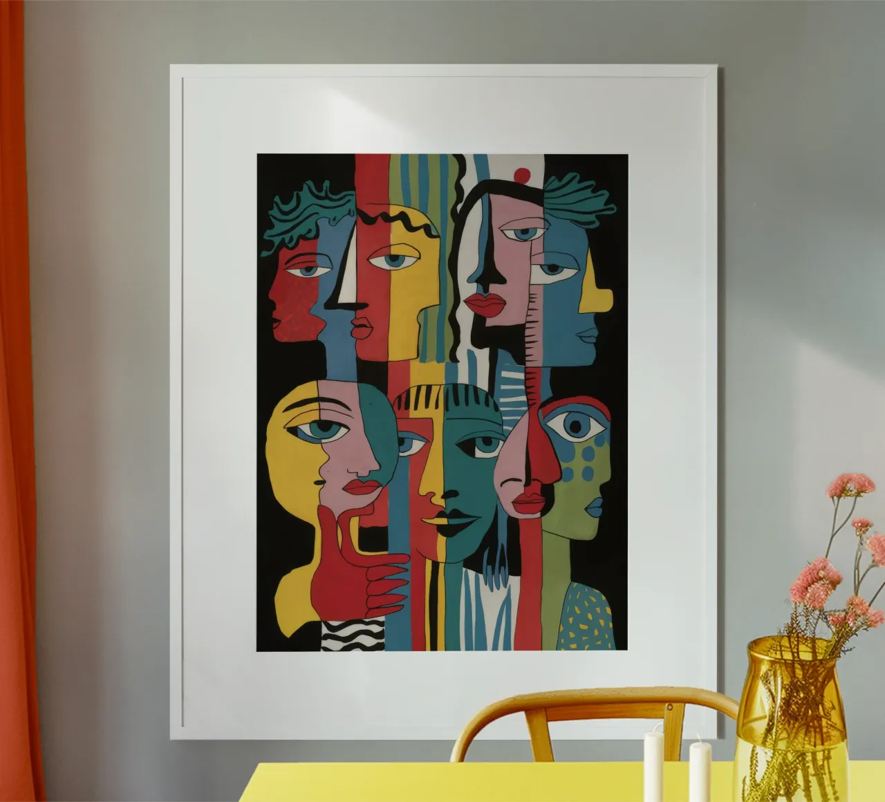 Set di volti cubisti poster con telaio in alluminio da Lumi Eyes